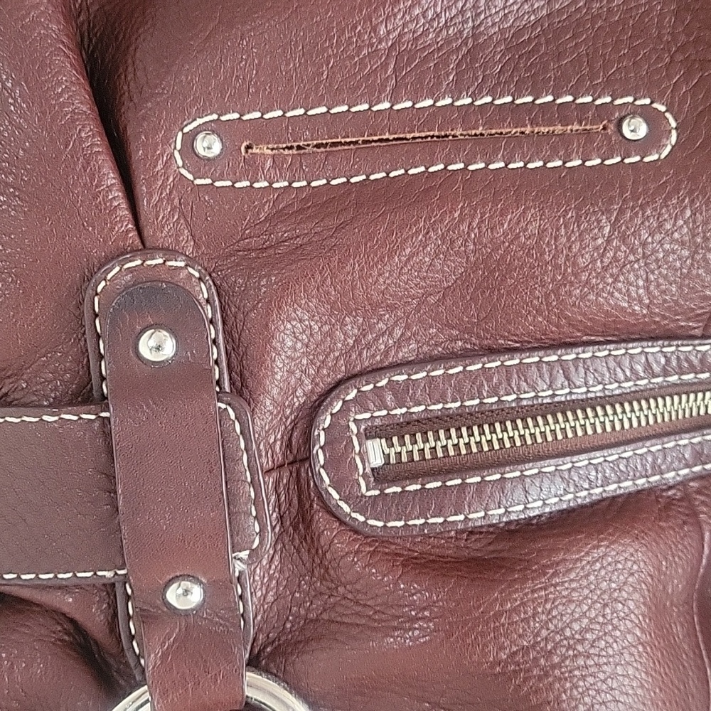 SOLD -B. Makowsky Genuine Leather Handbag Brown EUC w/ Dust Bag - Picture 3 of 13